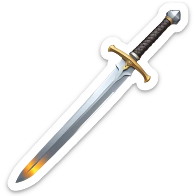 a viking blade, bastard sword, transparent background, the hilt is bound in black, straight blade sticker