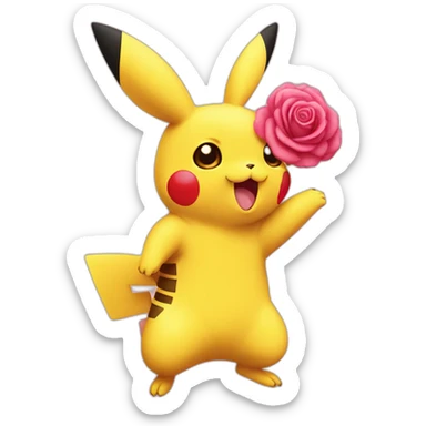 Picachu enamorado con una rosa en la Mano sticker