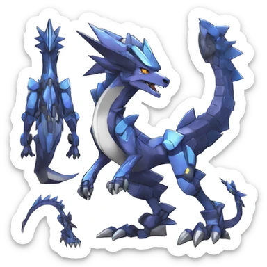  Edgy Shiny Futuristic Digimon-Fakemon-Reptile-Dragon-Sergal-Mecha full body sticker