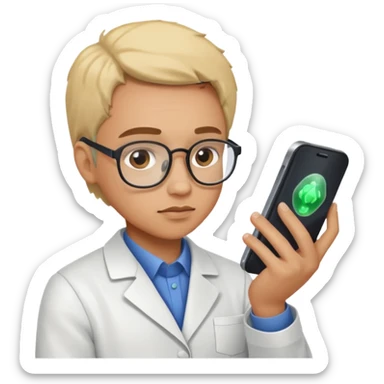 científica viendo un celular sticker