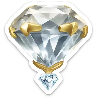 a Diamond Acorn, sparkling cut diamond, with stem of gold sticker