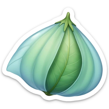 floating cocoon leaf, soft curves, subtle glow, green-blue hues, earth undertones sticker