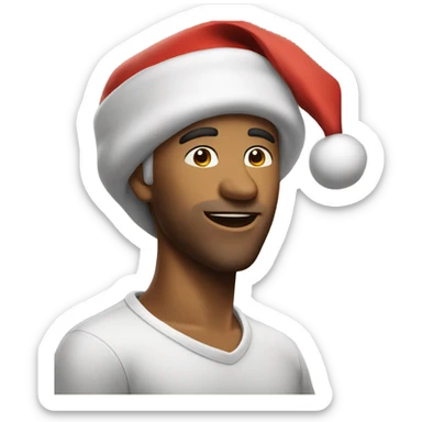 realistic male in santa hat singing a song  sticker