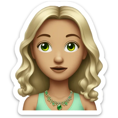 portrait of a girl with jewelry green eyes  sticker