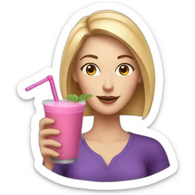 a white woman drink a smoothie sticker