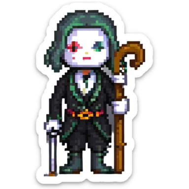 fancy character with cane crossed out with X sticker