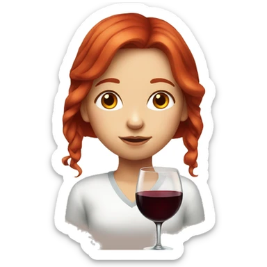 Red hair girl Portrait of a red-haired girl who drinks red wine sticker