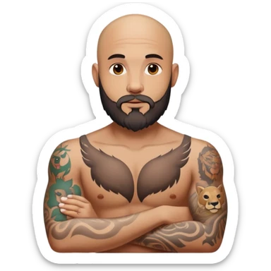 Bald man with beard with animal tattoos sticker