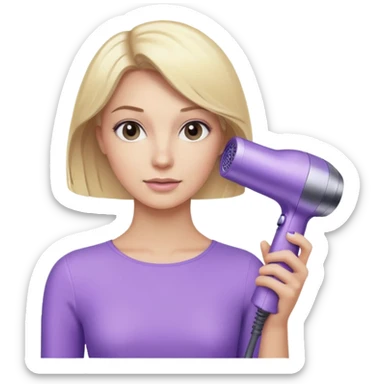 blonde woman holding a light purple Dyson hair dryer sticker
