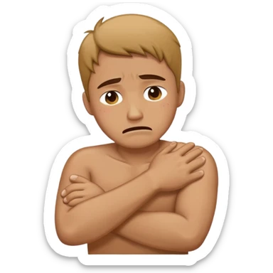 Man with crossed arms grabbing his back crying  sticker