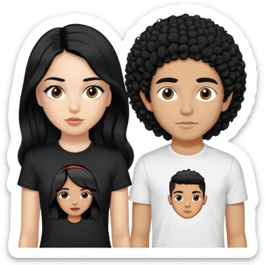 A girl with black straight hair, with a dsquared7 t-shirt, then with her there must be a Moroccan boy with black curly hair, with the dsquared7 shirt
 sticker