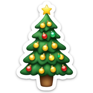 Christmas tree with lights and decoratrion sticker