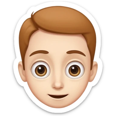 Funny caricature style cartoon, big eyes, happy face sticker