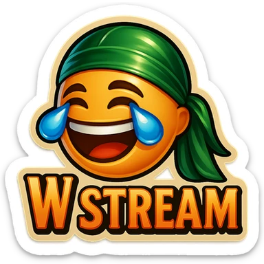 laughing crying 
lol face
Change His durag To Green
Add the words W Stream sticker