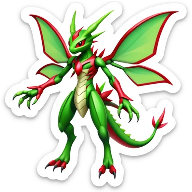  Cool Edgy Shiny Futuristic Ethereal Legendary Scizor-Digimon-Flygon-hybrid full body sticker