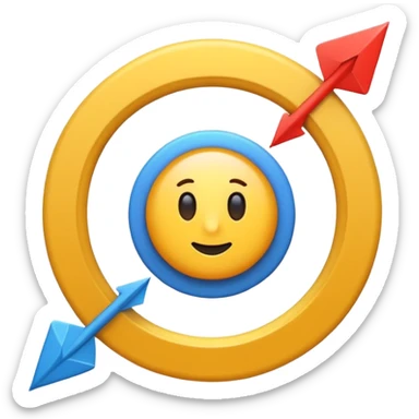 “Didactic emoji illustrating centripetal movement from the center outward, with a central dot and arrows expanding in all directions, clean flat design, bold lines, simple colors, educational style, transparent background.” sticker