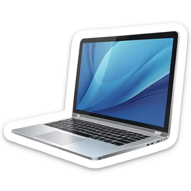 3D minimal icon of a premium silver or whity laptop with a clear #FF3D00 accent, clean, modern, high-end tech style. sticker