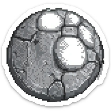 planet emoji, round, rocky gray, covered in pitted marks and rough patches sticker