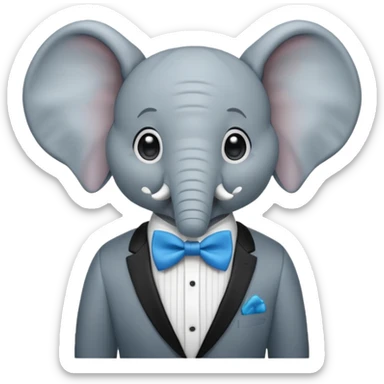 Elephant with a blue bow tie sticker