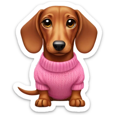 Dachshund with pink sweater sticker