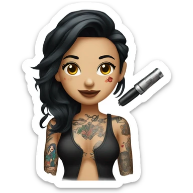 Female tattoo artist with black hair  sticker