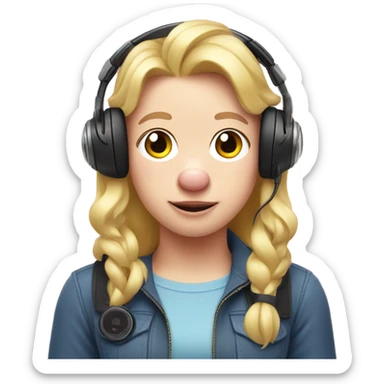 Pig with a gaming headset on and blonde hair  sticker