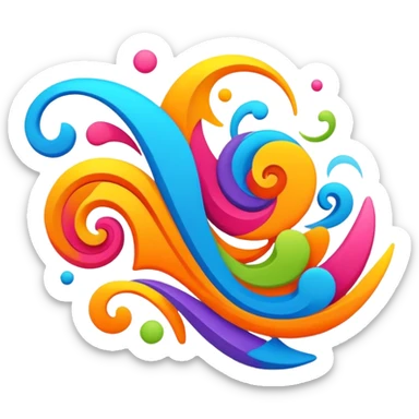 abstract randomness with colorful swirls and shapes sticker