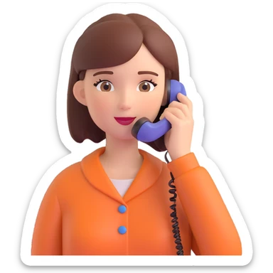 girl talking on phone bedroom background, close up pose sticker