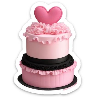 Birthday cake heart ruffles pink coquette black pink vanilla three tier sticker