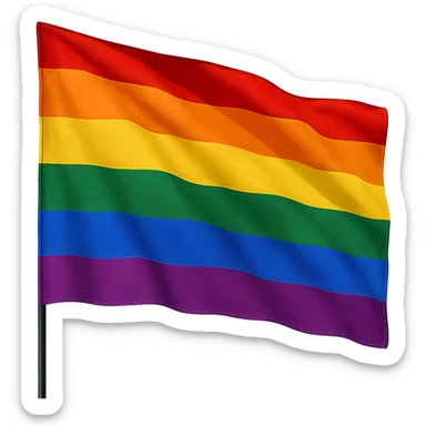 gay pride rainbow flag, waving, vibrant colors, simple style sticker