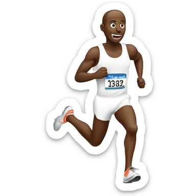 a white marathon runner winning a race sticker