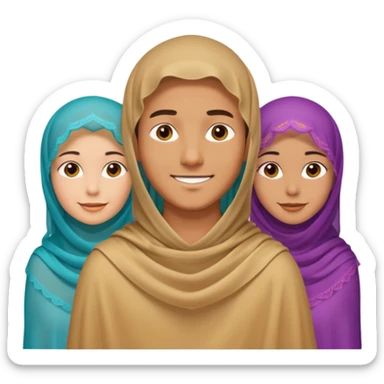 1 man emoji with short hair and 4 veiled women sticker