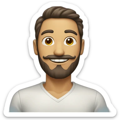 Happy man with beard and dali mustache tan skin sticker