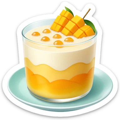 Hong Kong mango pomelo sago dessert with soft pastel colors sticker