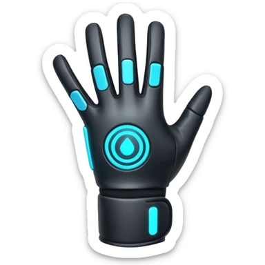 Minimal emoji of a futuristic nano-tech glove with subtle glowing lines, flat sci-fi wearable icon sticker