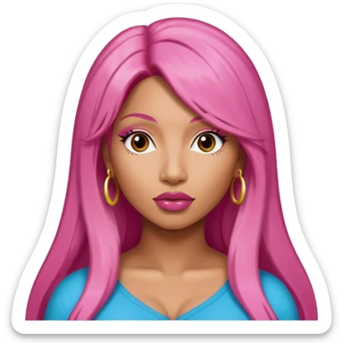 Nicki Minaj with long dark pink hair sticker