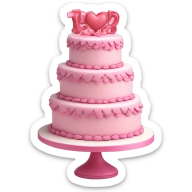 Birthday cake heart ruffles pink coquette three tier sticker