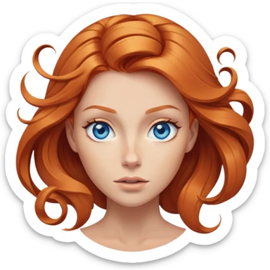 scream female ginger hair blue eyes middle of face turning in to a black swirling vortex sticker