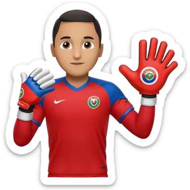 Keylor NavasK camisa roja de Costa Rica  y guantes de portero qué el escudo de costa  rica sea la bandera dentro de un circulo blanco  sticker