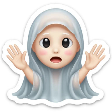 Okay those are wonderful, now make the ghost cover his eyes with cute little hands. Make sure the blush and the cuteness is retained sticker