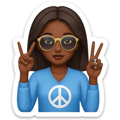 A girl with dark skin sunnies and doing a peace sign sticker