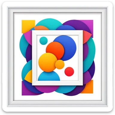 framed digital artwork with abstract vector shapes inside sticker