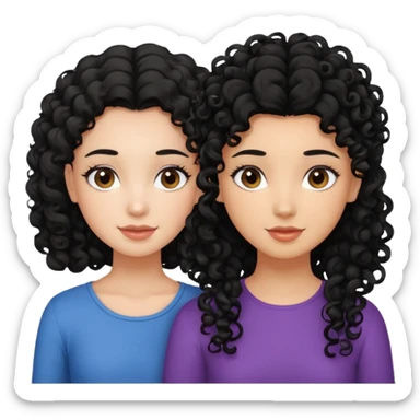 a pretty bratz fair girl with curly black hair with another girl bestfriend. Seconc girl has straight hair and is tan sticker