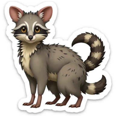 Genet-Marsupial-Possum-Vernid-Sergal-Fakémon-hybrid, by LiLaiRa-griffsnuff, full body sticker