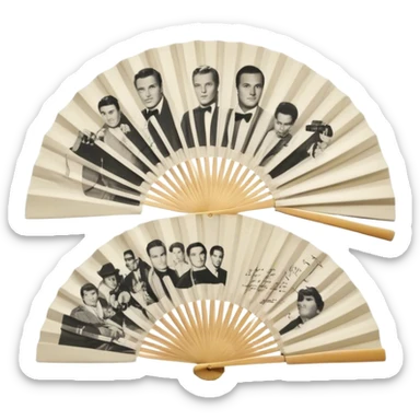 Icon for Autograph Collecting: several vintage sheets in frames arranged in a fan-like pattern, each with a famous celebrity signature. The icon should reflect the charm of collecting autographs in a nostalgic, elegant style. Transparent background. sticker