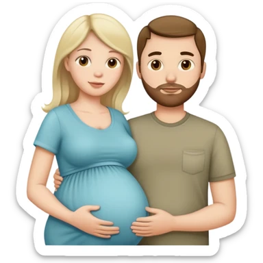 white pregnant woman and her husband sticker