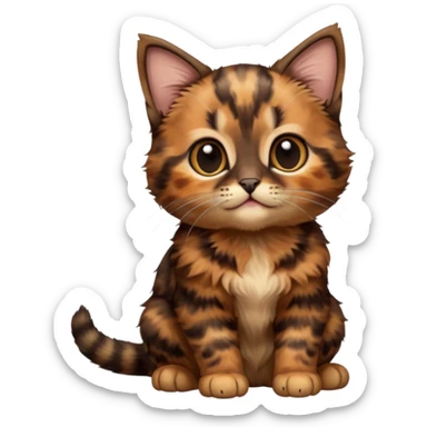 A high-resolution photo-realistic digital illustration of a brown tortoiseshell kitten, chest upward sticker