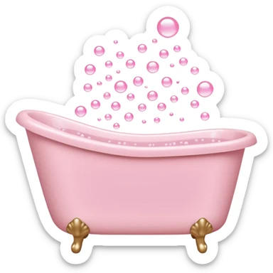 light pink bathtub filled with light pink water and bubbles sticker