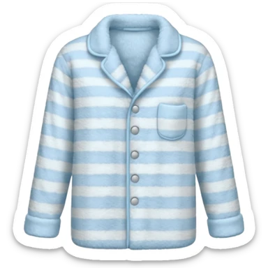 emoji of an isolated fluffy fleece pajama top with soft pastel vertical stripes, plush fuzzy texture, light grey and pastel blue tones, button-down long sleeves, neatly folded flat-lay, no person, no body, no mannequin, cozy warm winter mood, soft shading sticker