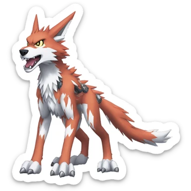  Cool Edgy Digimon-Fakemon-Garurumon-Loogamon-Dorulumon-Wolf full body sticker